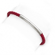 Picture of Sterling Silver Braided Red Leather Bracelet
