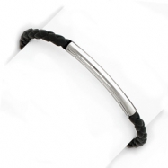 Picture of Sterling Silver Braided Black Leather Bracelet