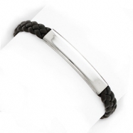 Picture of Sterling Silver Black Braided Leather Bracelet