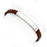 Picture of Sterling Silver Brown Braided Leather Bracelet