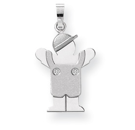 Picture of 14k White Gold AA Diamond kid pendant