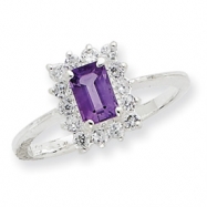 Picture of Sterling Silver Amethyst and CZ Ring
