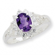 Picture of Sterling Silver Amethyst and CZ Ring