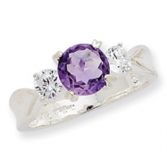 Picture of Sterling Silver Amethyst and CZ Ring