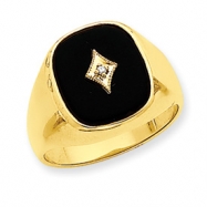 Picture of 14k Rounded Square Mens Diamond and Onyx Ring Mountin ring