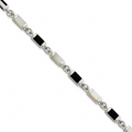 Picture of Sterling Silver 7inch Fancy Onyx & Mother Of Pearl Bracelet