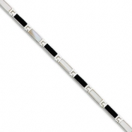 Picture of Sterling Silver 7inch Fancy Onyx & Mother Of Pearl Bracelet