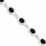 Picture of Sterling Silver 7inch Fancy Polished Onyx Bracelet