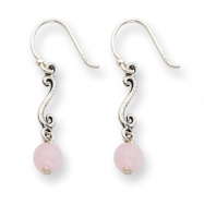 Picture of Sterling Silver Rose Quartz Antiqued Fancy Dangle Earrings