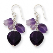 Picture of Sterling Silver Amethyst Heart Dangle Earrings