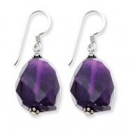 Picture of Sterling Silver Large Amethyst Stone Dangle Earrings