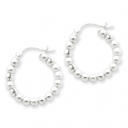 Picture of Sterling Silver Polished Beaded Hoop Earrings