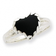 Picture of Sterling Silver Onyx Heart Ring