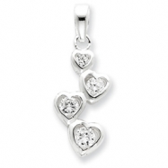 Picture of Sterling Silver Graduated CZ Heart Pendant