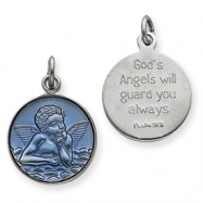 Picture of Sterling Silver Blue Epoxy Angel Charm