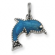 Picture of Sterling Silver Blue Enameled Dolphin Charm