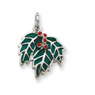 Picture of Sterling Silver Enameled Holly Charm