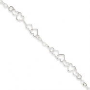 Picture of Sterling Silver 9inch Polished Fancy Heart Link Anklet
