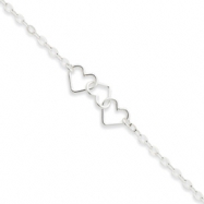 Picture of Sterling Silver 9inch Solid Polished Fancy Heart Link Anklet