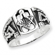Picture of Sterling Silver Antiqued Masonic Ring
