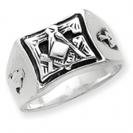 Picture of Sterling Silver Antiqued Masonic Ring