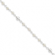 Picture of Sterling Silver Polished Freshwater Cultured Pearl & Heart Anklet