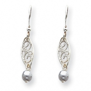 Picture of Sterling Silver Gray Cultured Pearl Filigree Dangle Earrings