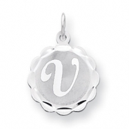 Picture of Sterling Silver Brocaded Initial V Charm