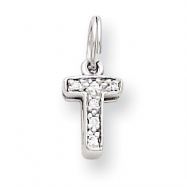 Picture of Sterling Silver CZ Initial T Charm