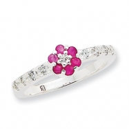 Picture of Sterling Silver Ruby & CZ Ring