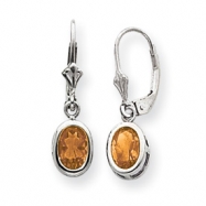 Picture of Sterling Silver 7x5mm Oval Citrine Leverback Earrings