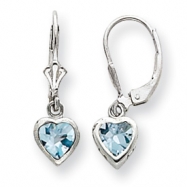 Picture of Sterling Silver 5mm Heart Blue Topaz Leverback Earrings