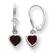 Picture of Sterling Silver 5mm Heart Garnet Leverback Earrings