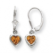 Picture of Sterling Silver 6mm Heart Citrine Leverback Earrings