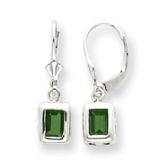 Picture of Sterling Silver 7x5mm Emerald Cut Peridot Leverback Earrings