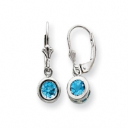 Picture of Sterling Silver 5mm Round Blue Topaz Leverback Earrings