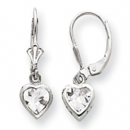 Picture of Sterling Silver 5mm Heart CZ Leverback Earrings