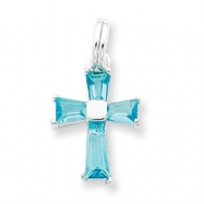 Picture of Sterling Silver Blue CZ Cross Charm