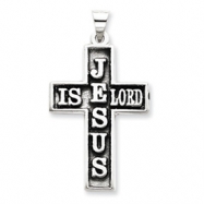 Picture of Sterling Silver Antiqued Jesus Is Lord Cross Pendant