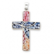 Picture of Sterling Silver Mulit-colored Shell Cross Pendant
