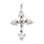Picture of Sterling Silver Purple CZ Cross Charm