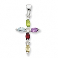 Picture of Sterling Silver Multi-Color CZ Cross Pendant