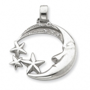 Picture of Sterling Silver Moon and Stars with CZ Pendant