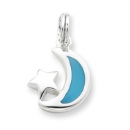 Picture of Sterling Silver Blue Enamaled Moon & Star Charm