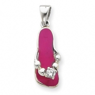 Picture of Sterling Silver Pink Flip Flop with CZ Pendant