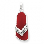 Picture of Sterling Silver Red Enameled CZ Flip Flop Charm