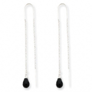 Picture of Sterling Silver Faceted Black Quartz Threader Earrings