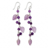 Picture of Sterling Silver Amethyst Leaves Dangle Earrings