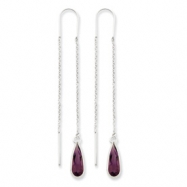 Picture of Sterling Silver Purple CZ Teardrop Threader Earrings