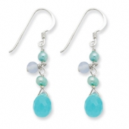 Picture of Sterling Silver Blue Topaz/Agate/Blue/Cultured Pearl Earrings